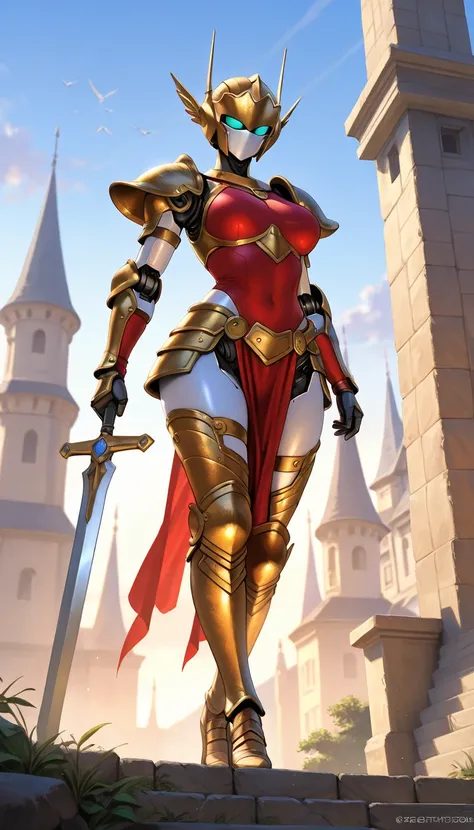 masterpiece, ( top quality ,  high res,  high detail , 4K, 8k),( realistic, photo realistic: 1.3),(((woman Robot Gladiator))),Funky Dynamite , carrying a big sword, fantasy character  art,  Stunning Character Art , Magnificent  fantasy character  Art, HD f...