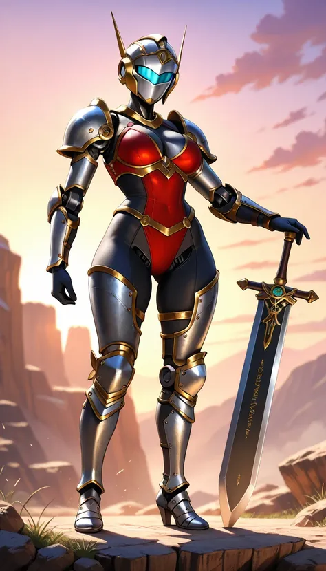 masterpiece, ( top quality ,  high res,  high detail , 4K, 8k),( realistic, photo realistic: 1.3),(((woman Robot Gladiator))),Funky Dynamite , carrying a big sword, fantasy character  art,  Stunning Character Art , Magnificent  fantasy character  Art, HD f...