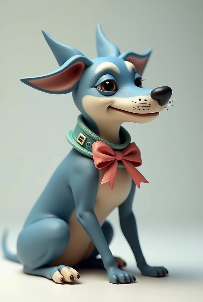  A shark mixed with a dog, with a collar and bow as a gift 