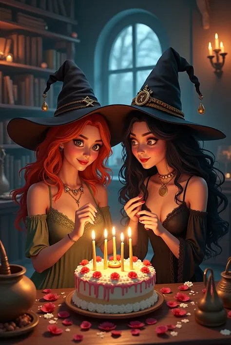 Two Witch Friends Celebrating One of Thems Birthday 