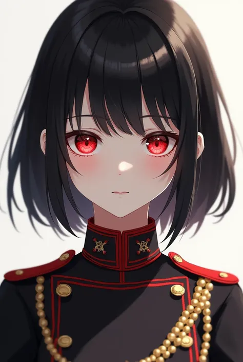  Prussian uniform imperial style,young black hair, red eyes , anime style ,uniforme cinza imperial da prussia,beautiful style and elegance  