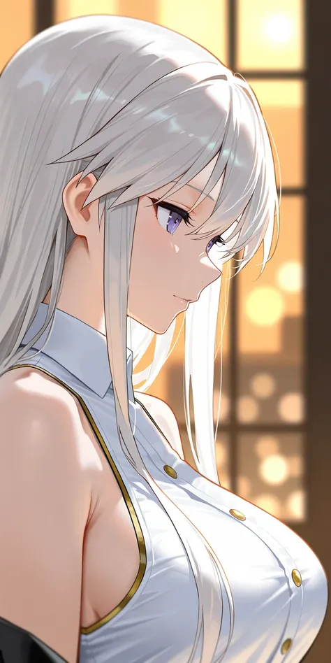 Masterpiece, elegant mature female, enterprise (azur lane),  tall body, sleeveless shirt, upper body, dynamic lighting, ultra detailed, highres, absurdres