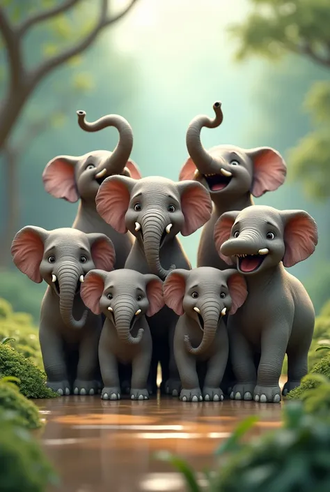 7 Elephants Smiling