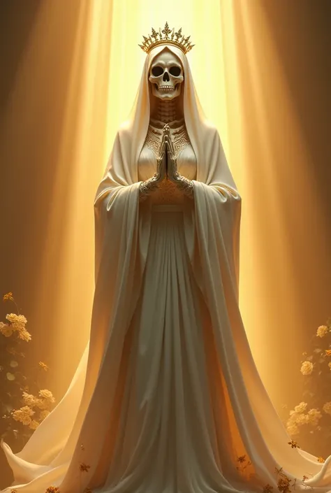 Santa Muerte Blanca con Rays de Sol