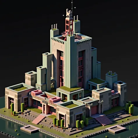  The shape of the building in the reference picture，Draw in Minecraft style 