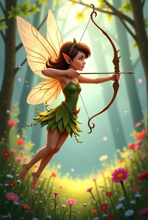 Fairy with bow and Arrow flying