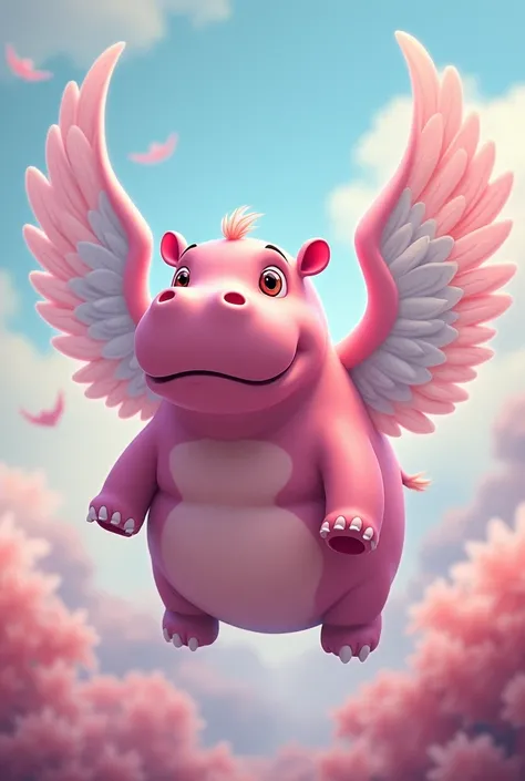 Winged pink hippo