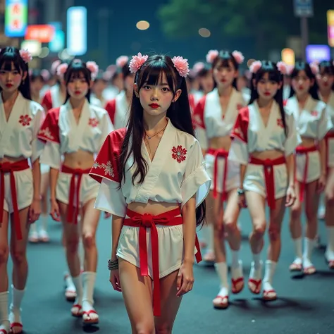 Exposed Nudie Cleavage, 8K UltraDetailed Live-Action, ExtremelyDetailed Professional Photography of KAWAII FUNDOSHI Girls at HAKATA GION YAMAKASA, (Backwards:0.582) FullBody from below, MagicHour Miracle, Ethereal and Haunting, [Oodles  Colorful Light Part...