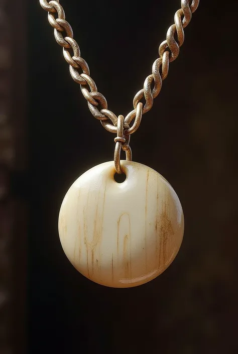 Medieval smooth round medallion necklace made of bone 