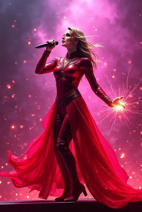 Imagine this woman singing in concert, with the powers of Scarlett Witch in hand. he can fly high for the power