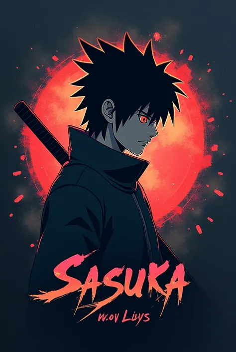 Create a logo for SN_1M_YT with sasuke photo
