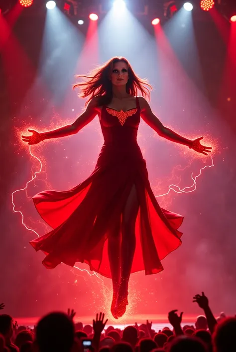 Imagine this woman singing in concert, with the powers of Scarlett Witch in hand. her power promise her to fly! Now its floating in front of a enchanted public