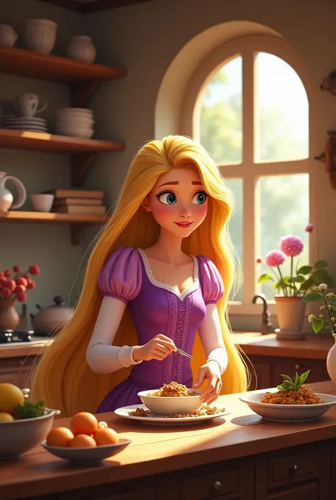 Princess Rapunzel is cooking