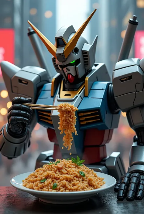 Gundam eats chicken rice