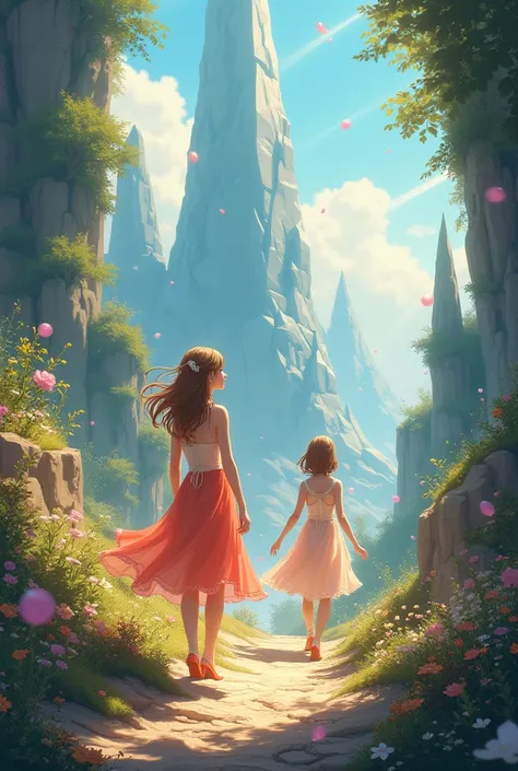 Create an image of a sparkling fantasy world with warm colors and anime style 
