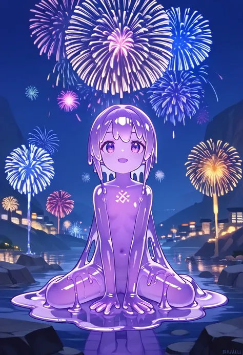 PonyScores7, source_anime, hi res, masterpiece, best quality, highres, ((Fireworks Master)),Mainly composed of fireworks, Fireworks display beyond imagination, cheerful smile, never seen, (1 slime girl), (cute smile), (best impact:1.5), (maximalism:1.7), v...