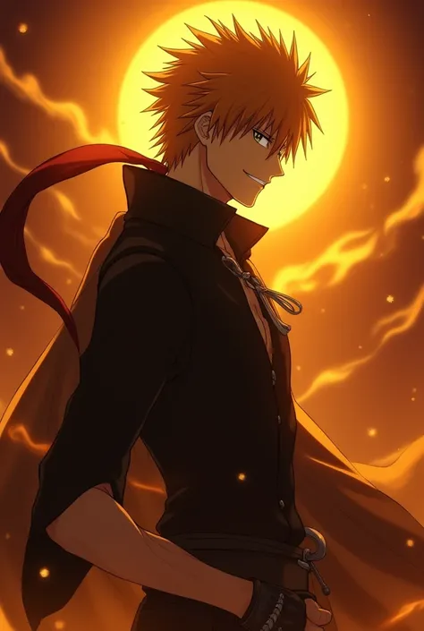 The character Ichigo Kurosaki in the photo gains movement, attributes and real physical and facial features, just like a teaser. The brightness around him in the photo decreases in proportion to his body, only a golden glow remains an aura. The character I...