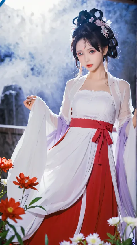  wear red dress、头发上有花朵的Anime Girl, very 美丽的Anime Girl, 美丽的Anime Girl,  beautiful fantasy anime , Gu Weiss, Anime Girl, 美丽的Anime Girl,  very pretty cute girl , Red flowers,  background blur, Anime style 4K, Anime fantasy work , 4k anime wallpaper,  Guvez st...