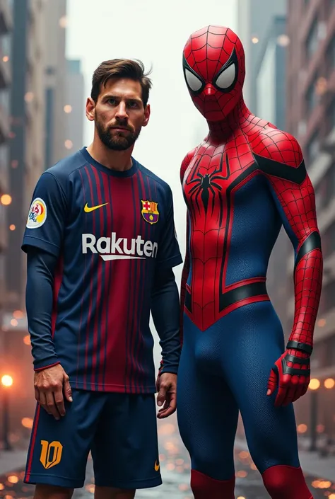 Messi next to Spider-Man
