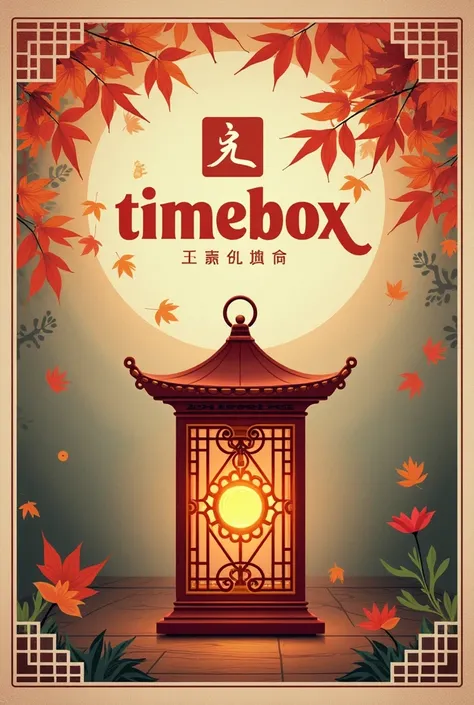  creates an old mid-autumn poster .  on a poster with a box lantern,  with the inscription  "Timebox "