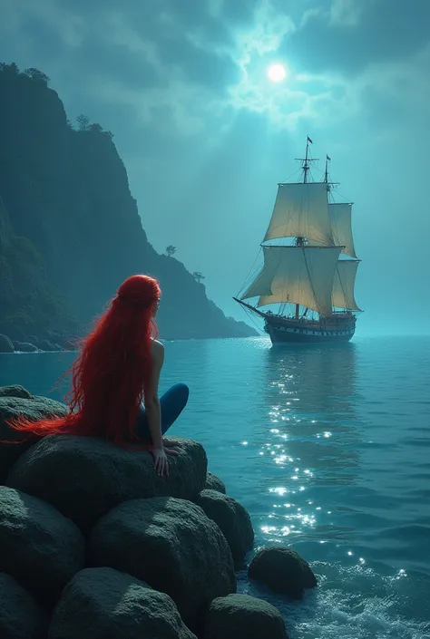 One day,  while Ariel was sitting on the surface ,  saw a ship sailing to the coast .  On board the ship was a young prince named Eric .  Ariel was immediately captivated by her beauty and grace ,  and decided that she wanted to meet him .