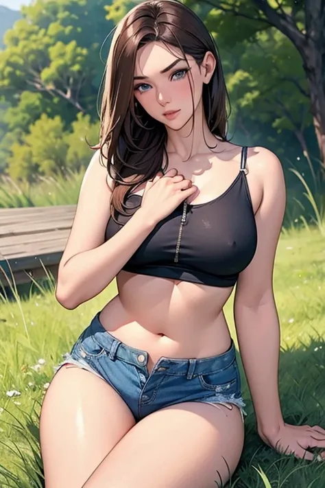  highest definition image quality 、4K、 super high res、 highest image quality taken by Ki、masterpiece、One person、 mature adult woman 。 European face 。Brown Hair、Straight Hair、Up to the waist、 long hair、Hair、 divided in the middle。Slender, slender eyebrows 、...