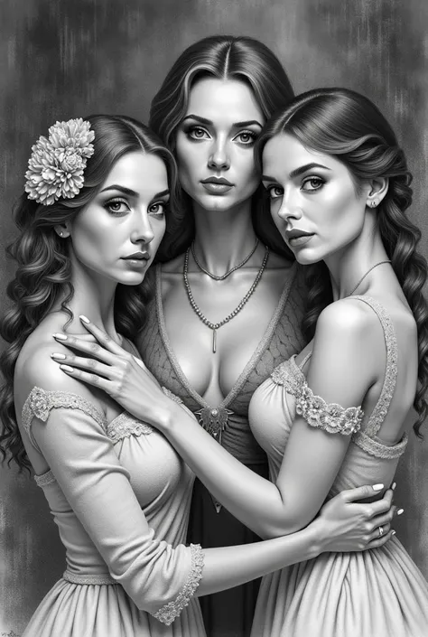 drawing of three women 