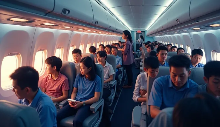 atmosphere inside the South Korean Jeju Air plane with 181 passengers