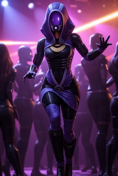 Mass effect TaliZorah, thick thighs, dancing crazy at the club, only 3 fingers