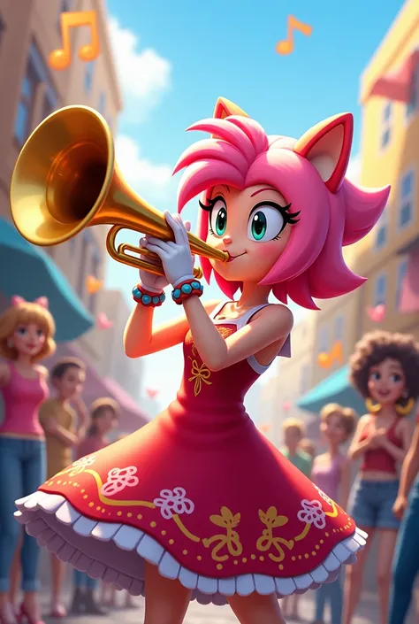 Amy rose playing the trumpet 