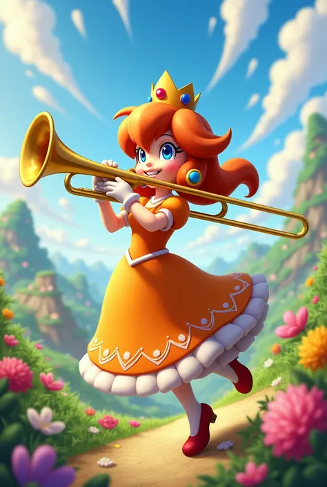 Princess daisy playing the trombone 