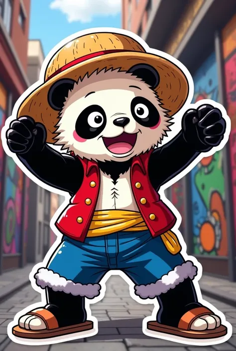 Sticker Panda cosplay luffy dress with hiphop dabbing dab movement