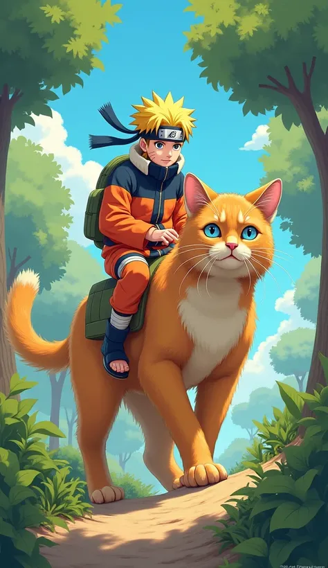 Naruto naik kucing