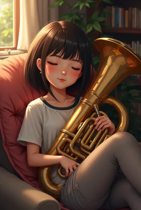 Tuba girl resting 