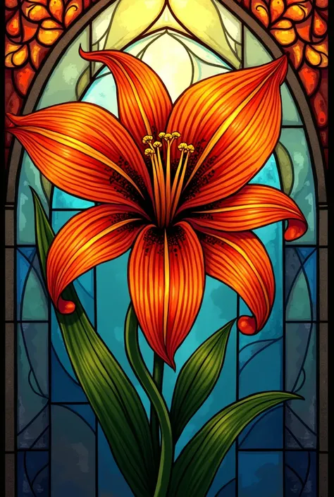  stained glass style 　tiger lily 
