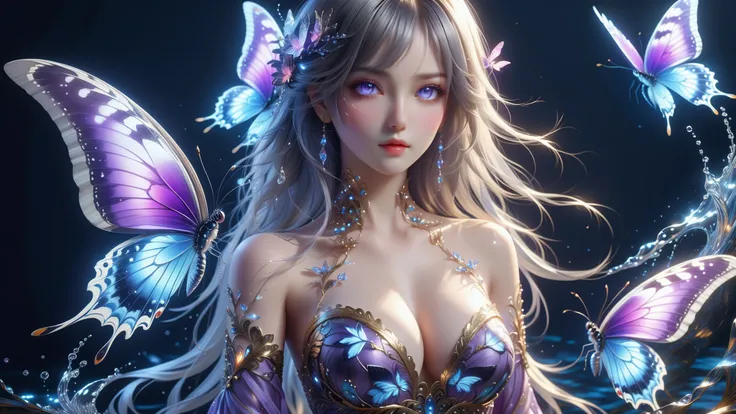 A Masterpiece In 32K Resolution, Supreme Quality, Super Detail, Official Art, Very High-Resolution 32K Wallpaper, Beautiful And Aesthetic, Ultra-Detailed Features, Awe Inspiring Detail. A Serene Scene With Fluttering Butterflies, Ornate Shell Designs. A Gi...