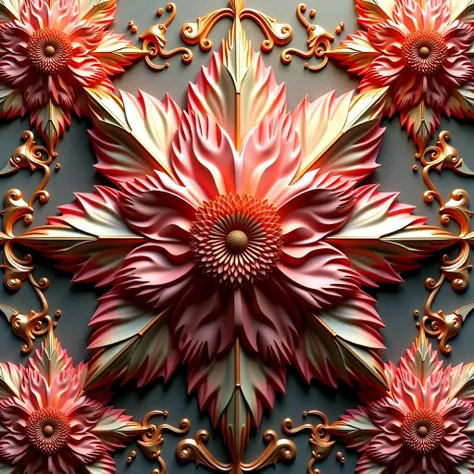 Background: Luxury floral pattern, star shape 3D.