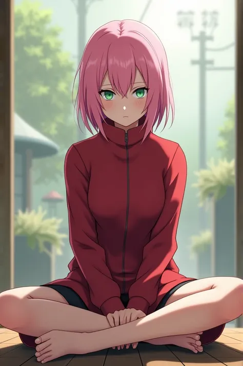 Sakura Haruno sitting cross-legged 