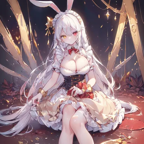 ((((Hand Repair:1.3,Foot repair:1.3)))),masterpiece,ultra detailed,8k,(((( 1 girl)))), beautiful girl,City Background,(((short stature:1.2))),((((full body shot,very wide shot,Rabbit Ears,Im hiding my ears with my hair)))),(((Perfect white hair, long hair,...