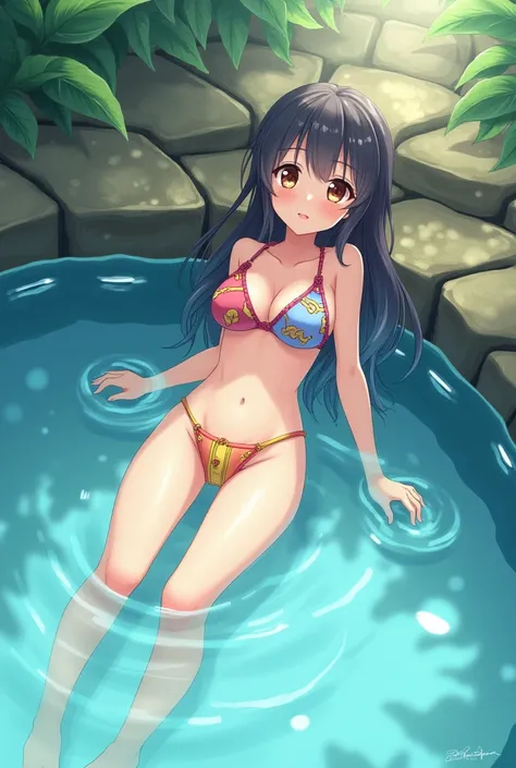 Girl bathing in anime bikini