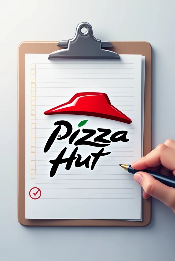 Pizza Hut logo on a checklist
