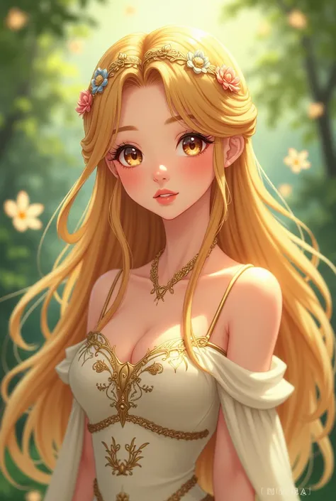 Anime girl hair color honey just like her eyes and shes a princess 