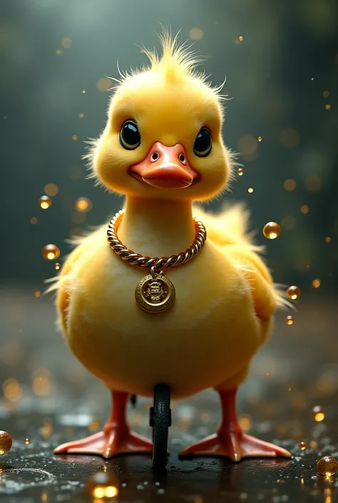 Duck with cycle and Compound and eyes us gold chain