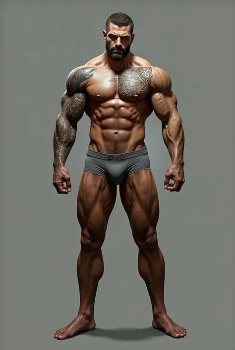 Chris redfield muscular 6 packs tattoos underwear grey 