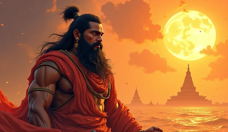   Parasurama,with big beard snd big hair and parasurama humbled and subdued, realized the divine nature of Rama." 8k, realstic, colorful, vibrant please create cartoon image   If ok then i will share thats it