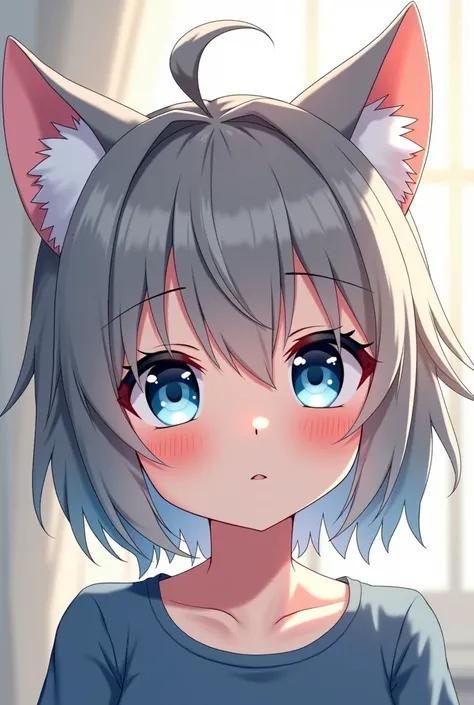 ( Japanese Anime:1.2), illustration,2D,Detailed Overview,top quality,  best image quality ,( amazing irrational:1.2),(masterpiece:1.2), break,break,(Slanted Eyes),  blue eyes, Cat ear girl,Cute shy,break,Chibi,Chibi Character