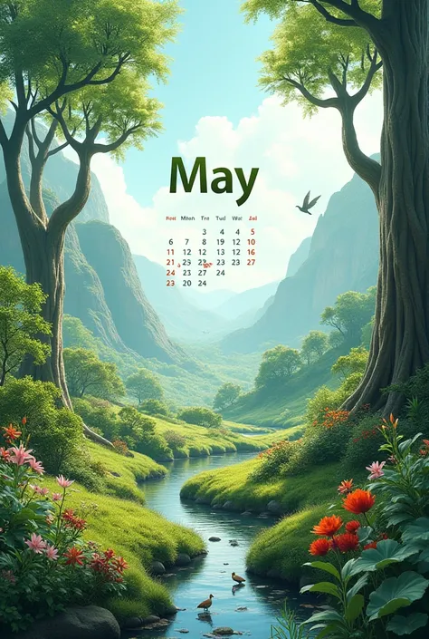 I want a landscape template for 2025 Callender where the May month Callender will present and full theme will be environment related. 