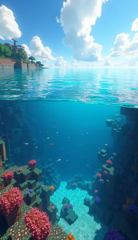 ((high quality)), ((masterpiece)), ((highly detailed)), (masterpiece),(best quality) , ((ultra-detailed), beautiful minecraft ocean, 8k, 4k, UHD, high resolution