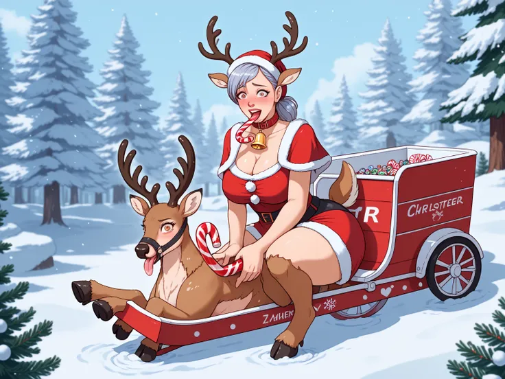 As Santa Claus drops his pants, a naughty sorority girl wastes no time dropping to her knees and putting her mouth around the thick, moist candy cane between his legs. As she enthusiastically wraps her long tongue around it, her eyes roll back in her head,...