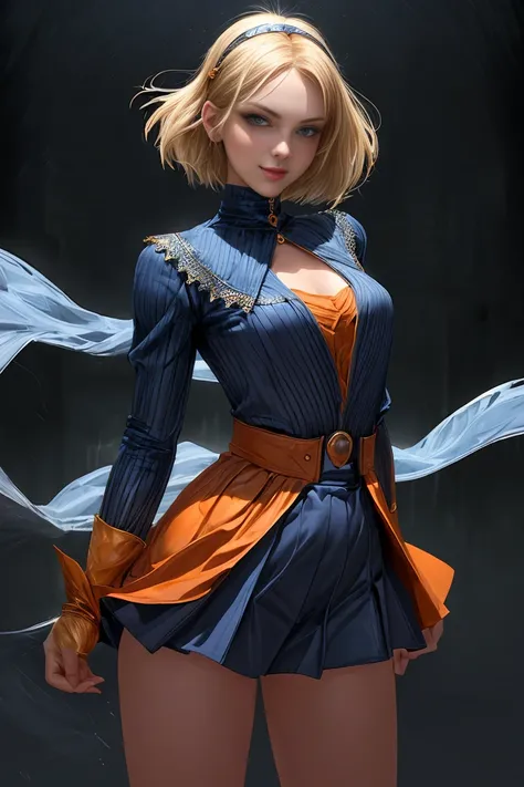 ( Pose standing against the gust in the town :1.4),  top quality ,  super high-detailed ,  facing the camera with a holy smile 、 super detailed ,  photo realistic , Sharp Features,  very detailed,  Sharp Focus, (( anatomically perfect body))、((Anatomically...